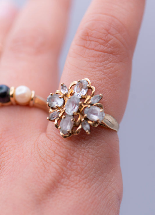 Pale Blue Flower Ring 0011