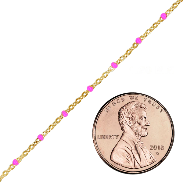 CABLE CHAIN WITH PINK ENAMEL