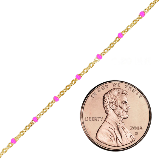 CABLE CHAIN WITH PINK ENAMEL