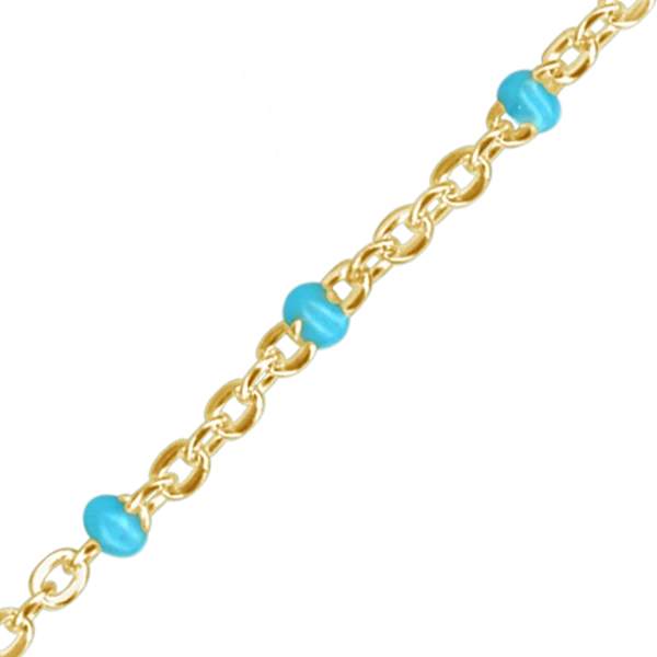 CABLE CHAIN WITH TEAL ENAMEL BEADS