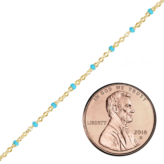 CABLE CHAIN WITH TEAL ENAMEL BEADS