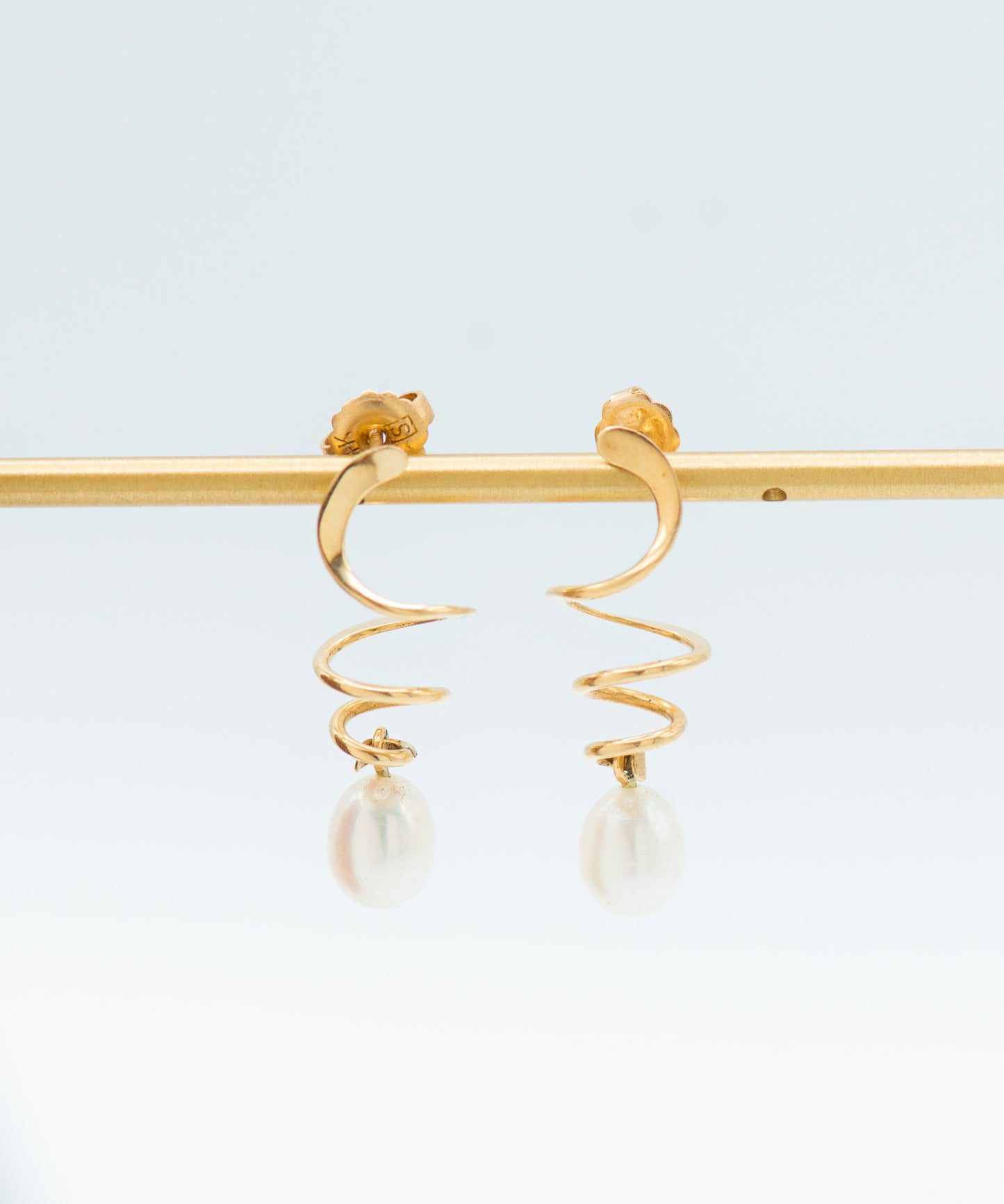 Vintage Spiral Pearl Dangle Earrings