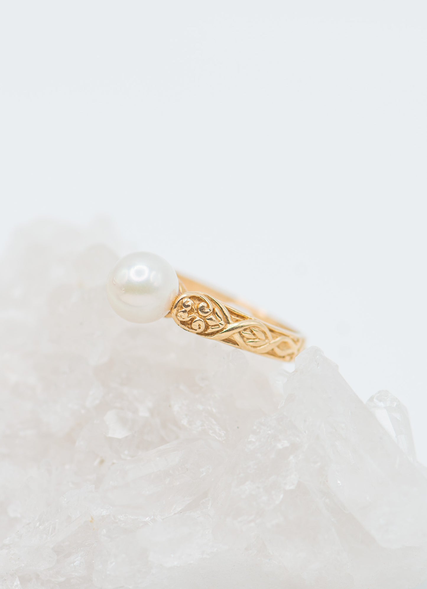 Hand Engraved Pearl Ring