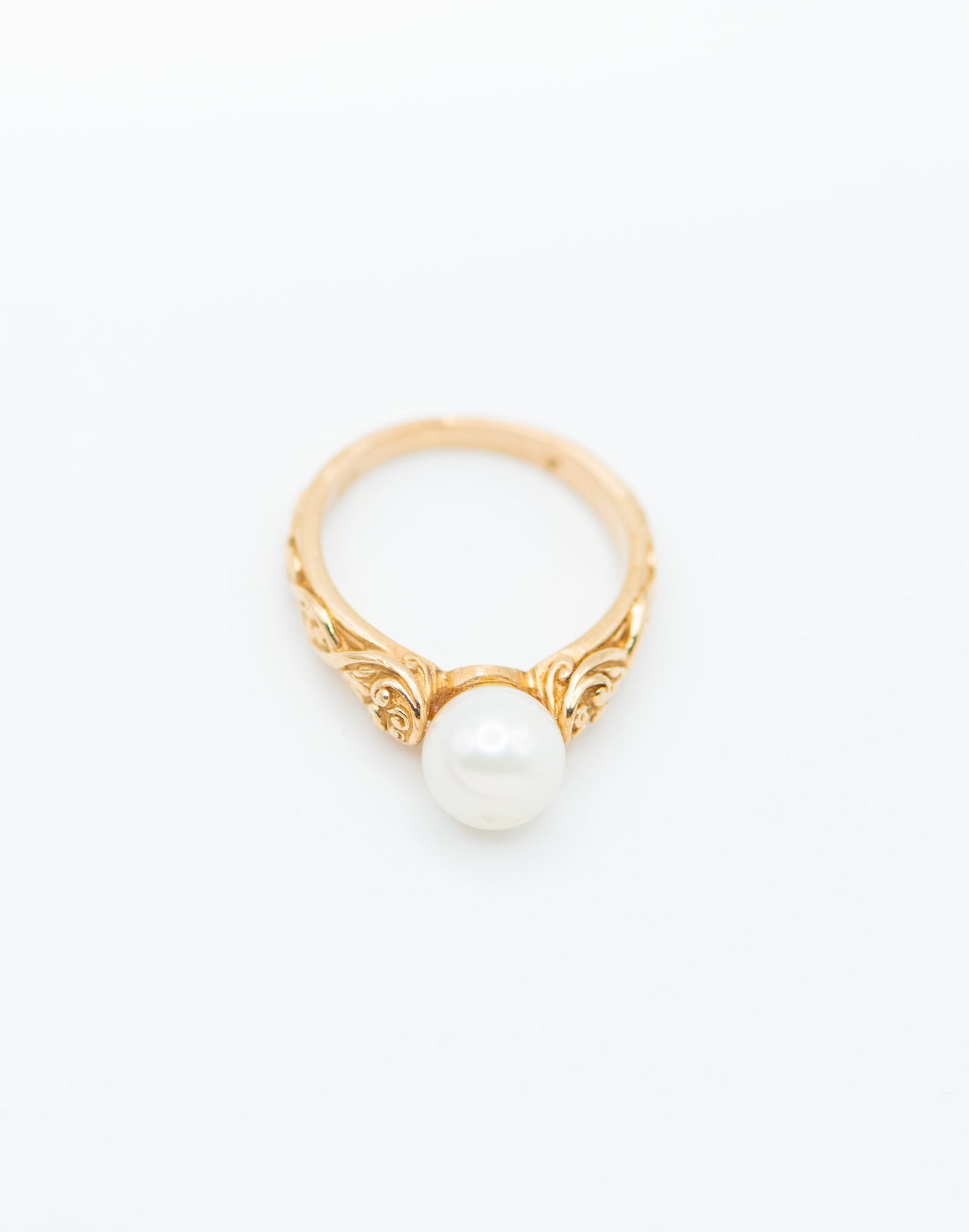 Hand Engraved Pearl Ring
