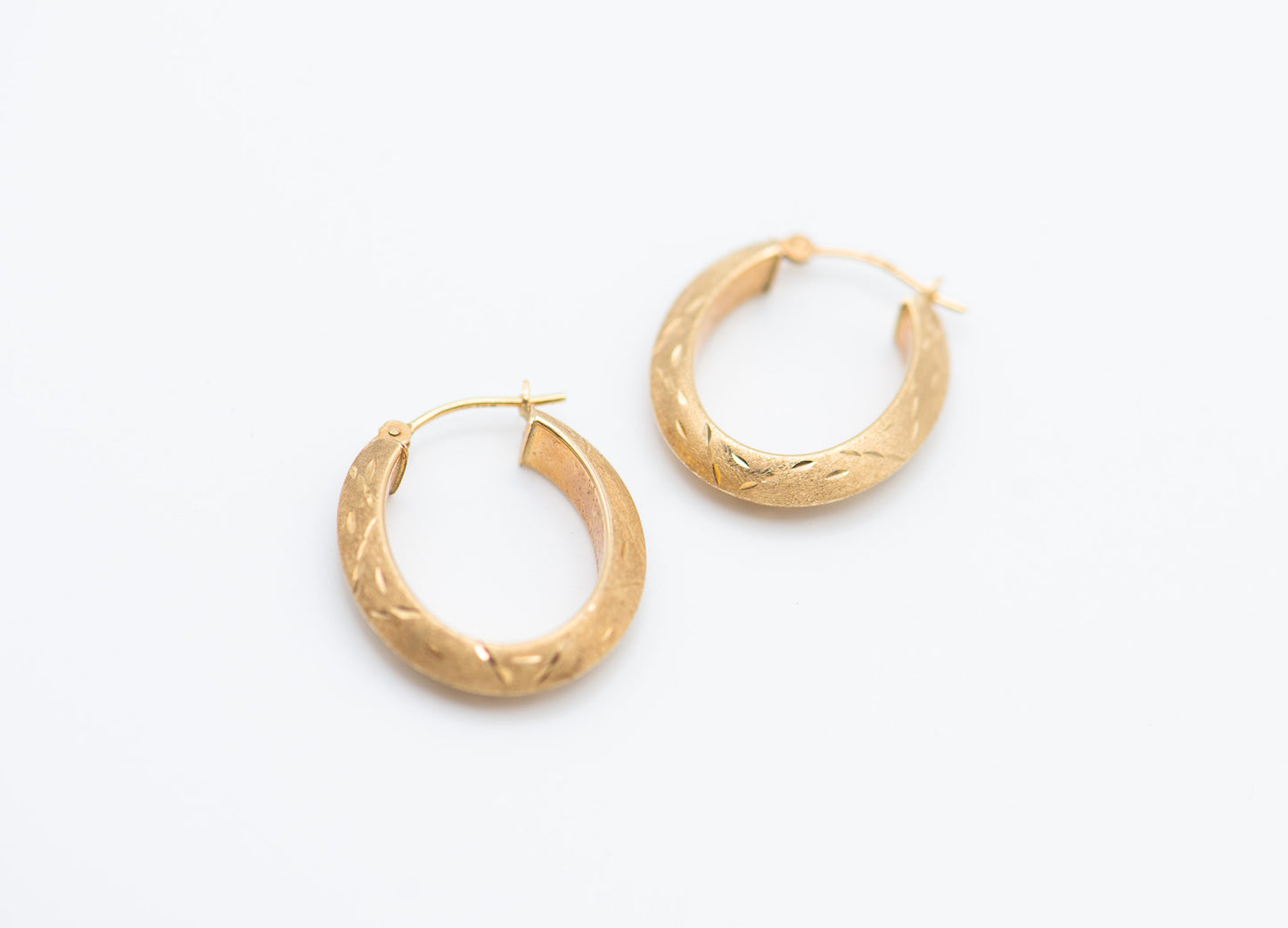 Hand Engraved Oval Hoops