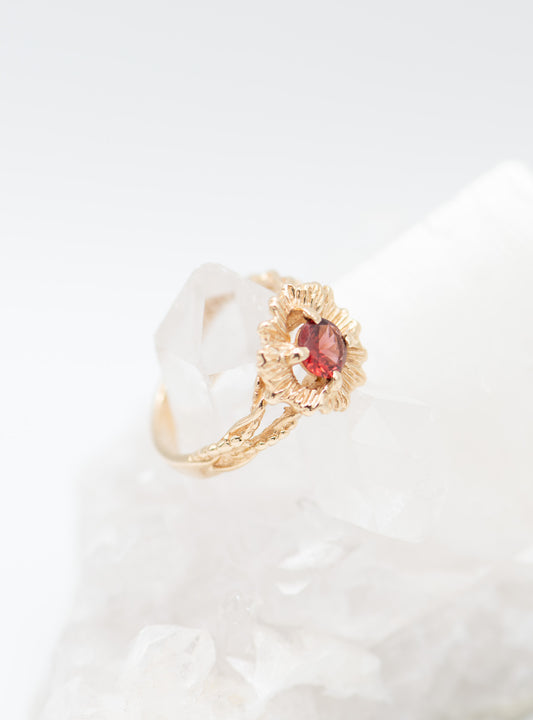 Garnet Flower Ring