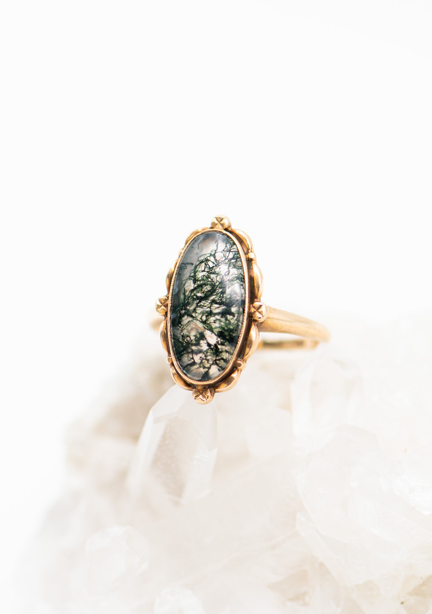 Vintage moss agate ring