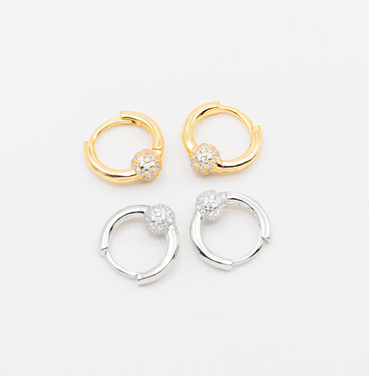 Yen Bedazzled Ball Huggie Earrings