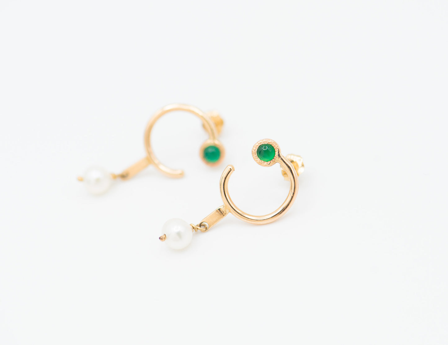 Green onyx & Pearl Earrings