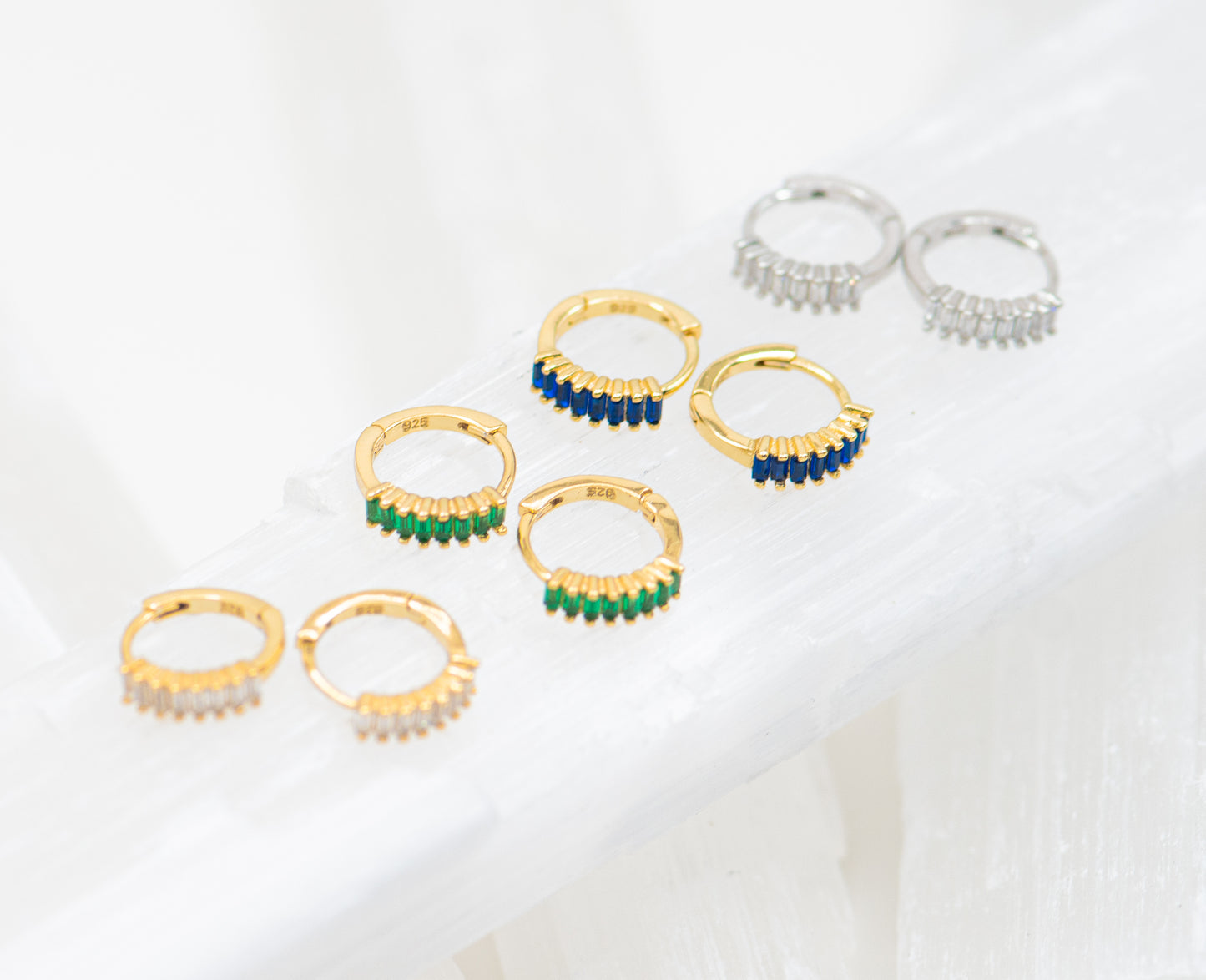 Xavier Crystal Baguette Huggie Earrings