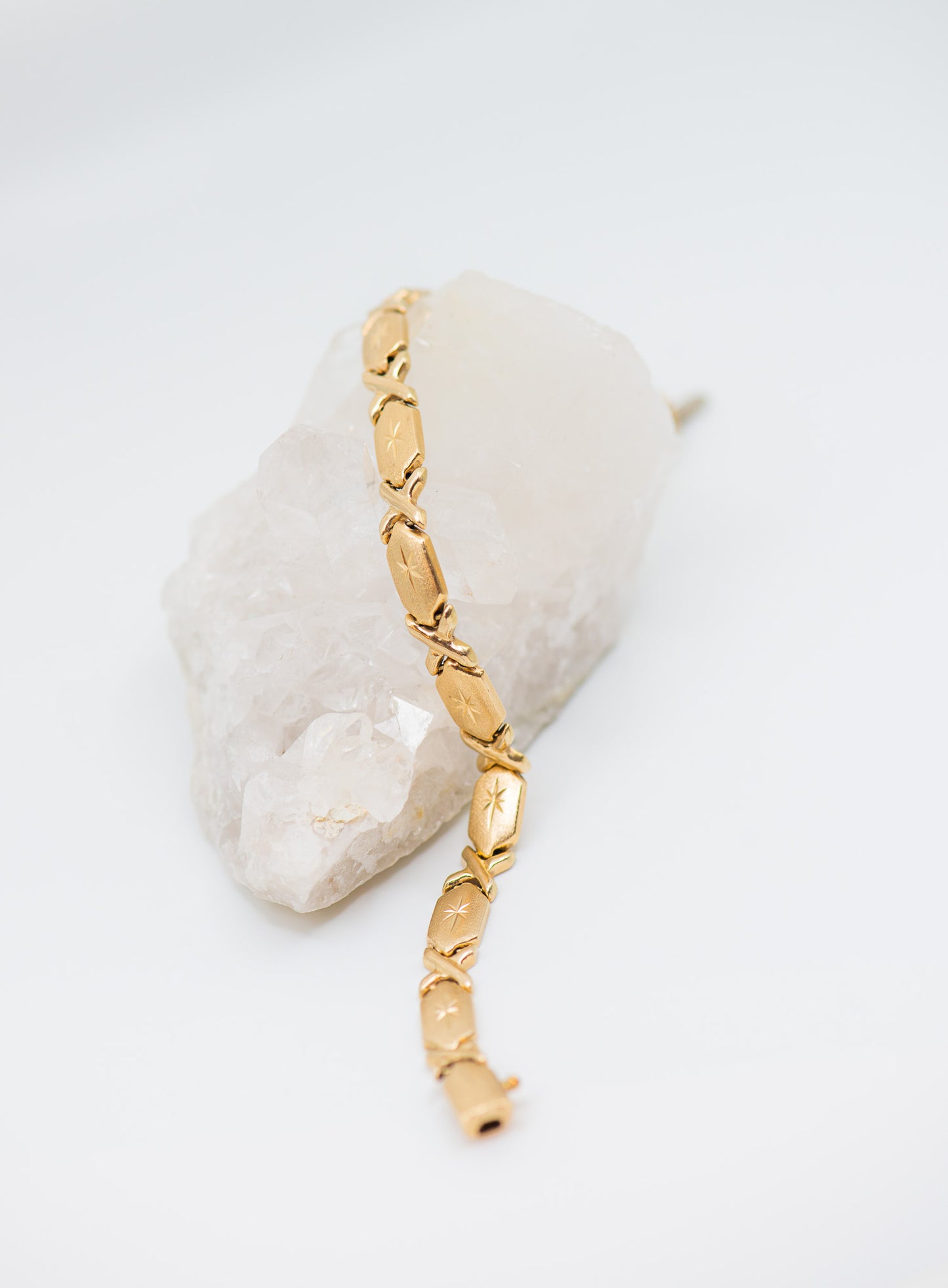 14K Gold Star and X Link Bracelet