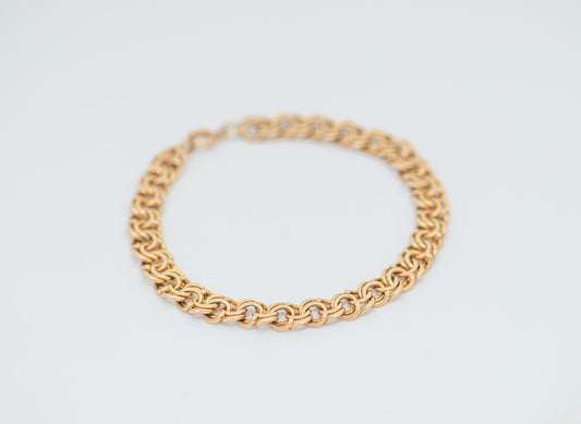 14K Gold Double Ring Bracelet