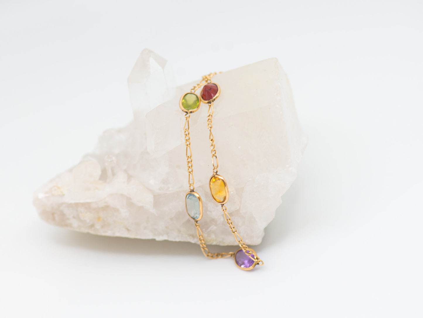 14K Dainty Bracelet Multicolor Sapphires
