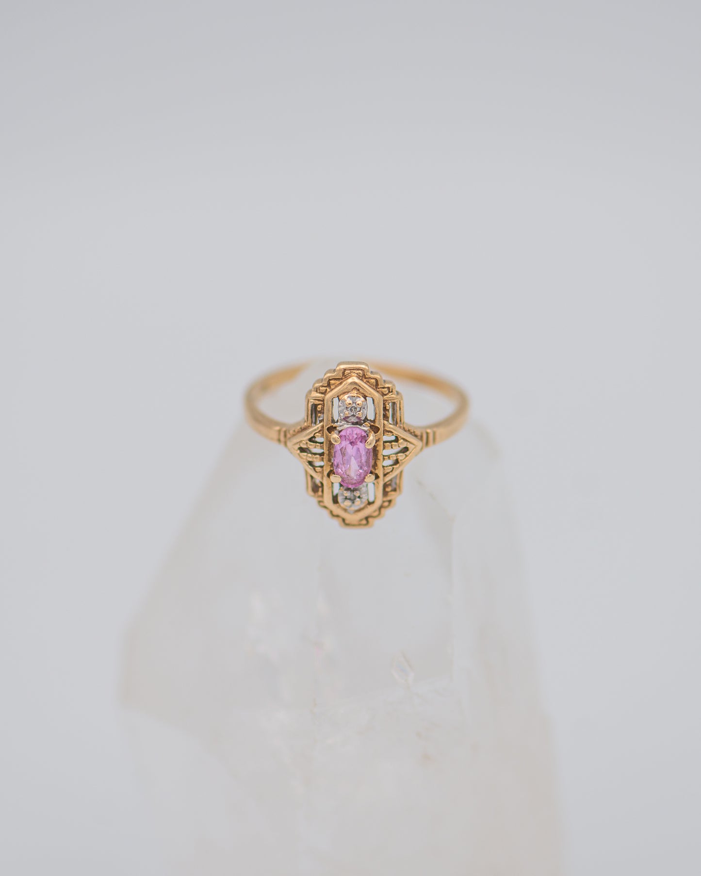 Art Deco Style Ring With Pink Stone 0093