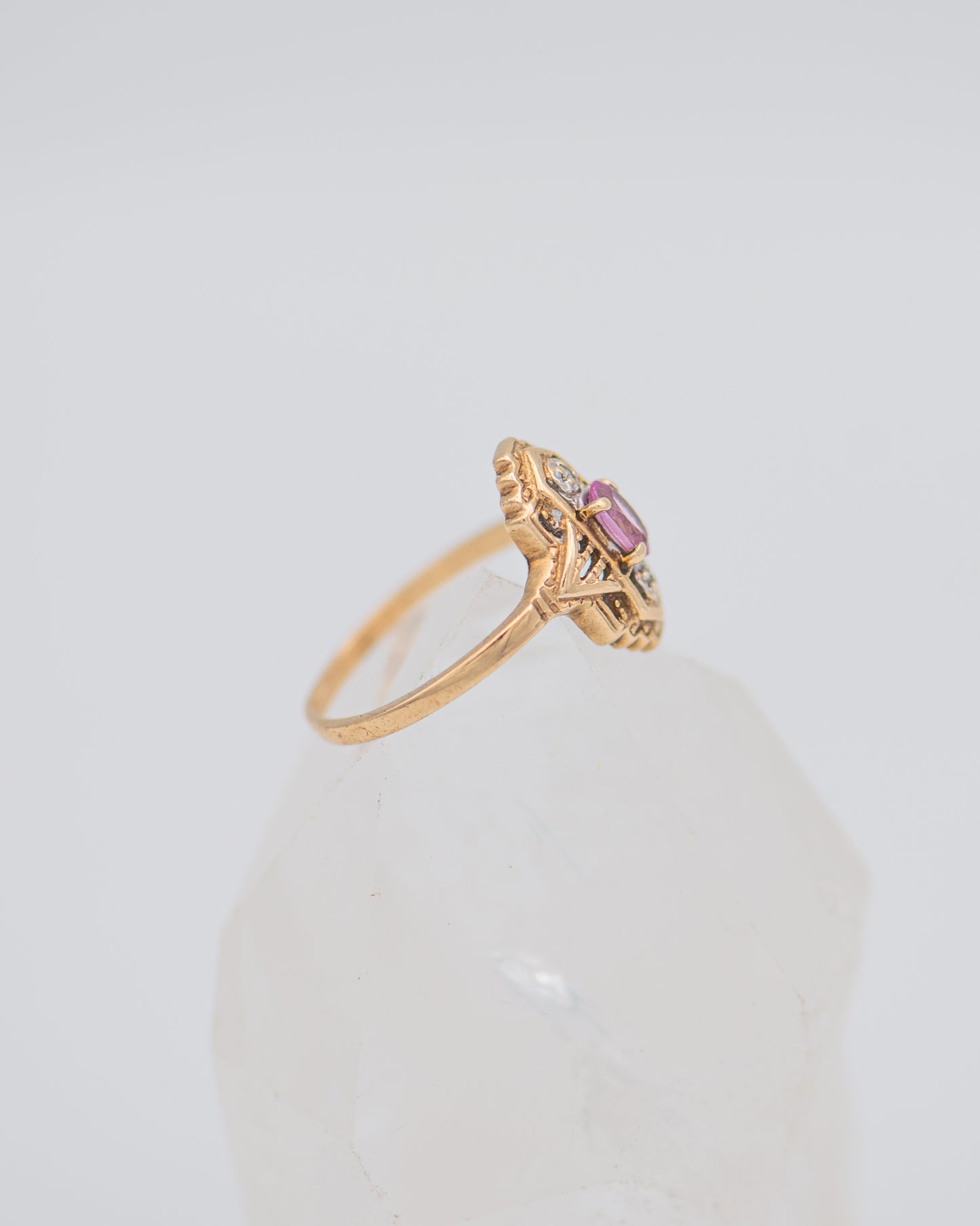 Art Deco Style Ring With Pink Stone 0093