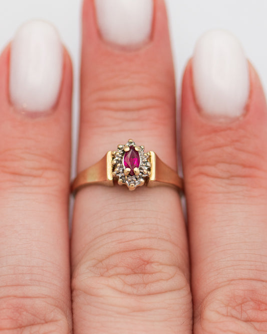 Ruby Flower Ring 0080