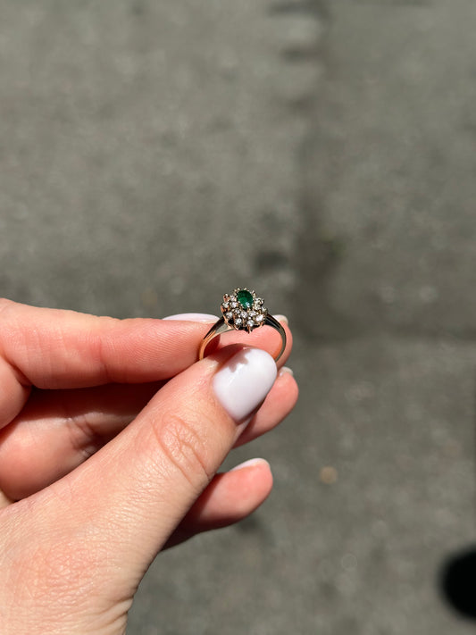 Emerald/Diamond Ring + resize to Size5