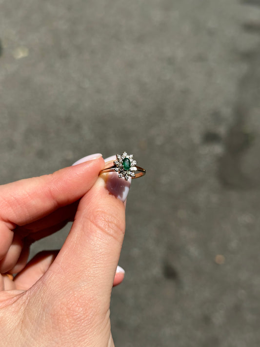 Emerald/Diamond Ring + resize to Size5