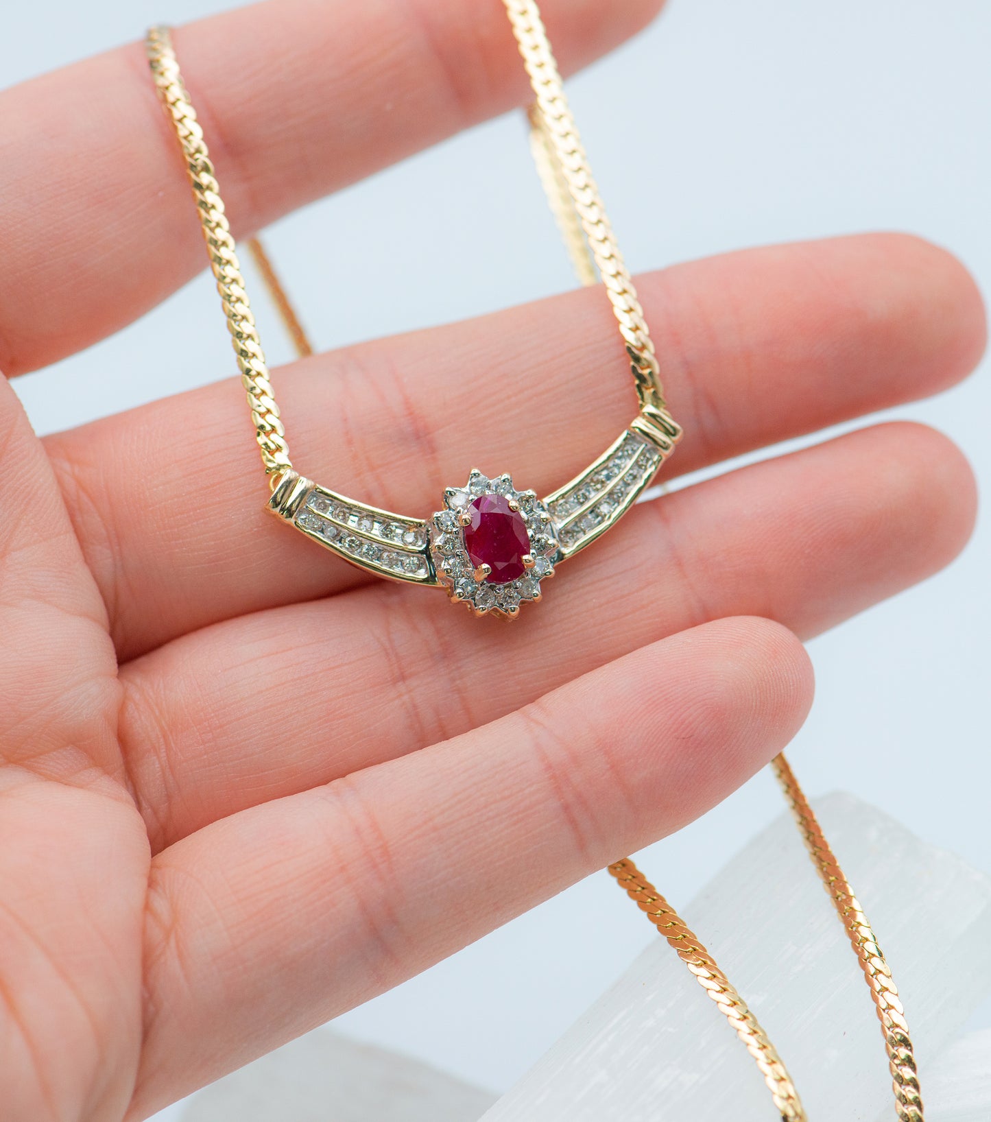 Ruby 1960 style princess necklace