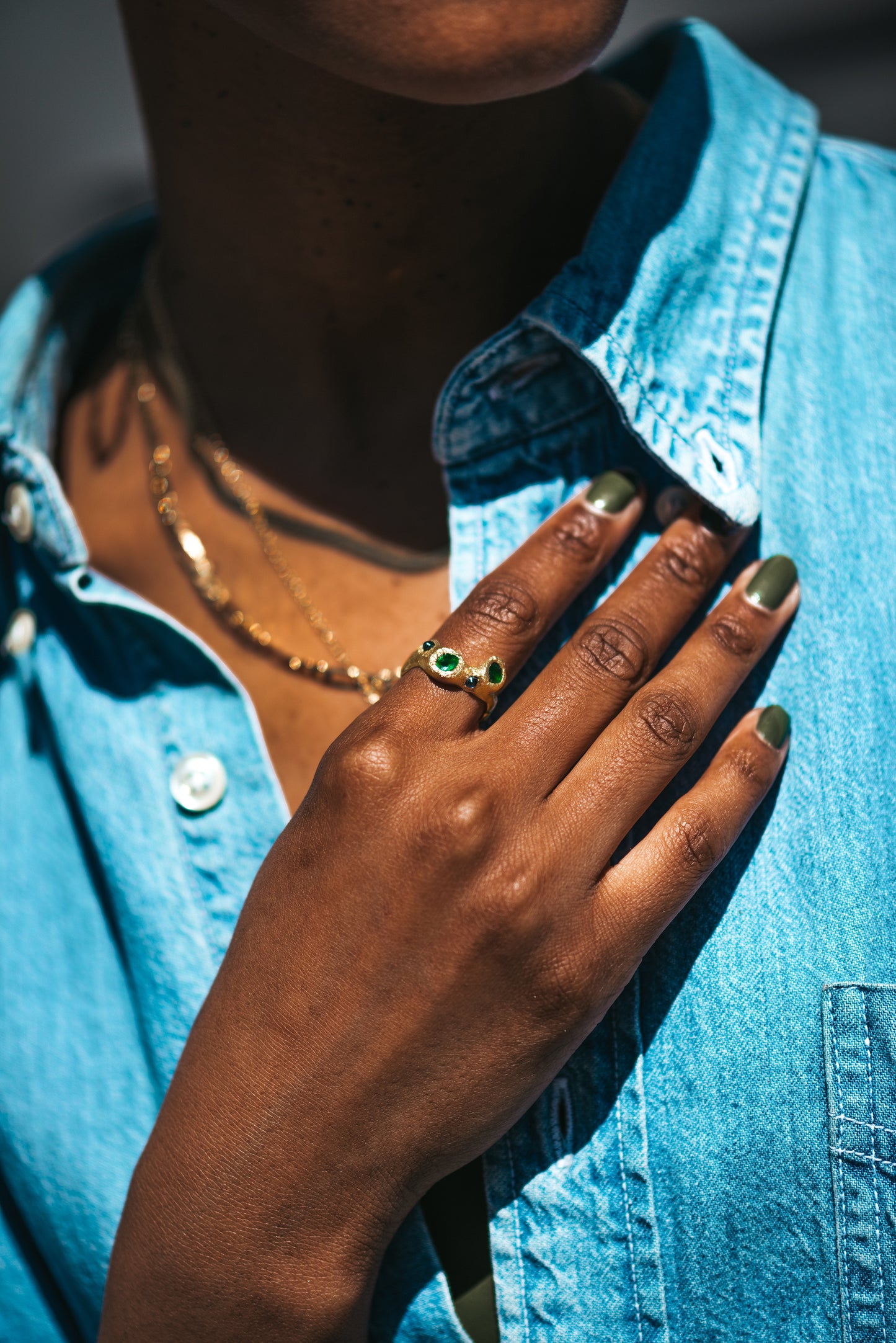 Hand Carved Emerald Ring