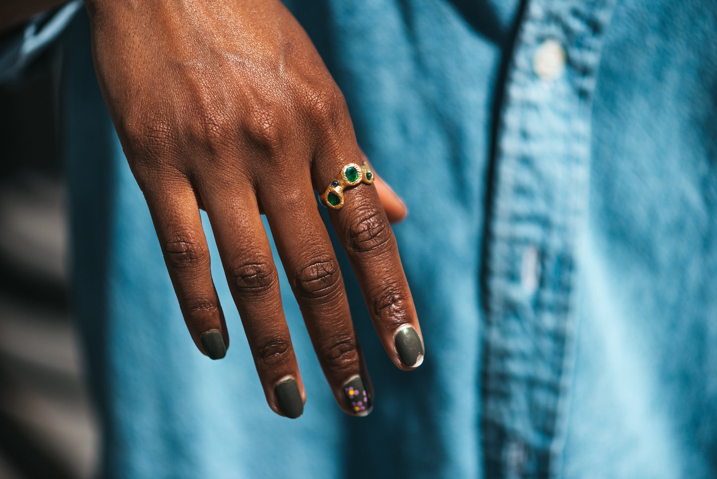 Hand Carved Emerald Ring