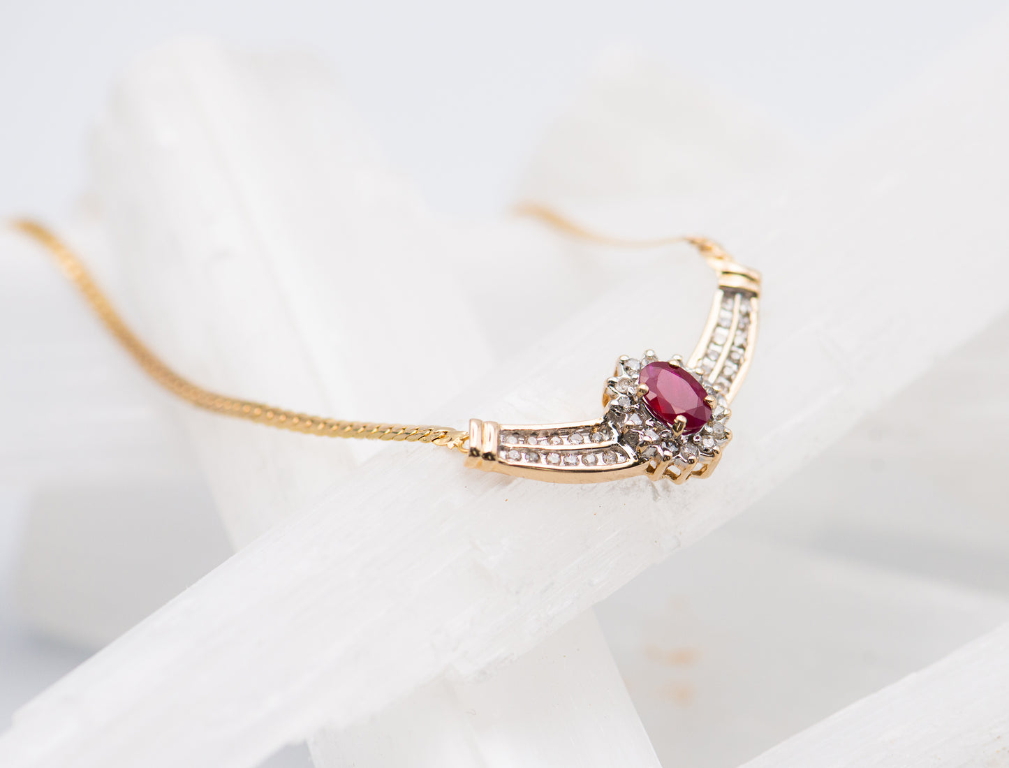 Ruby 1960 style princess necklace