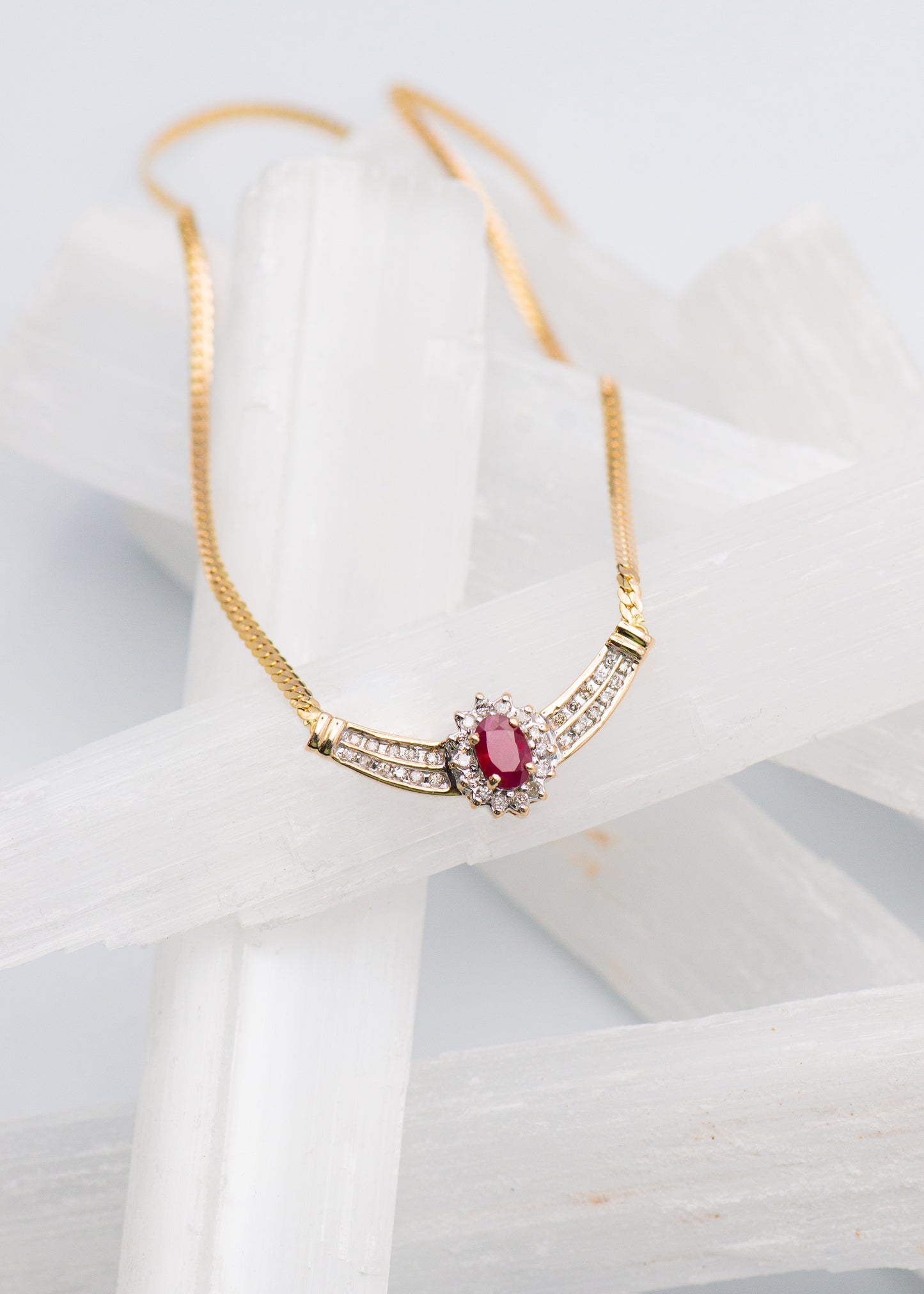 Ruby 1960 style princess necklace