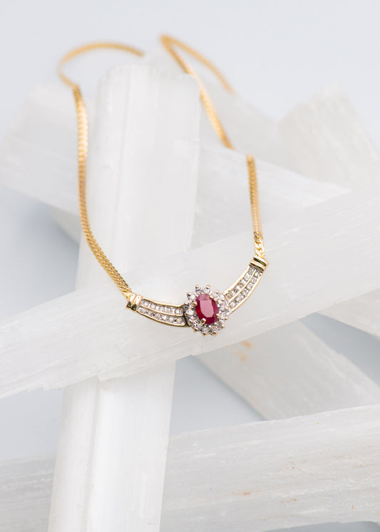 Ruby 1960 style princess necklace