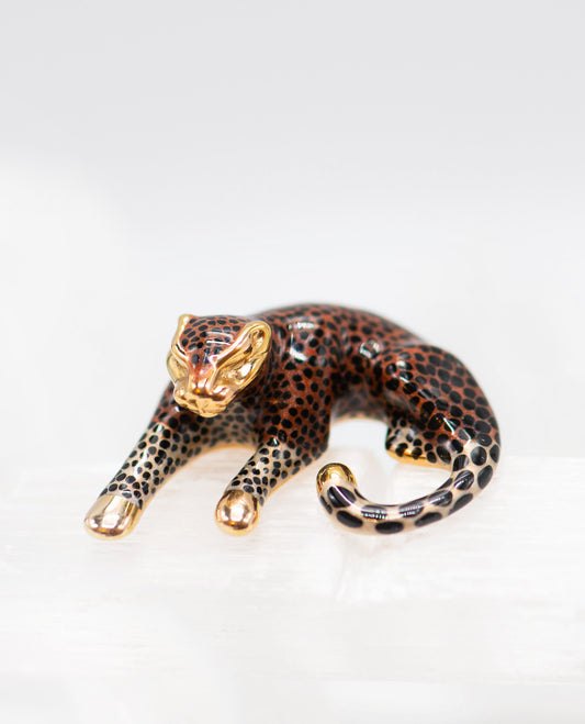 Gold Enamel Jaguar Pendant