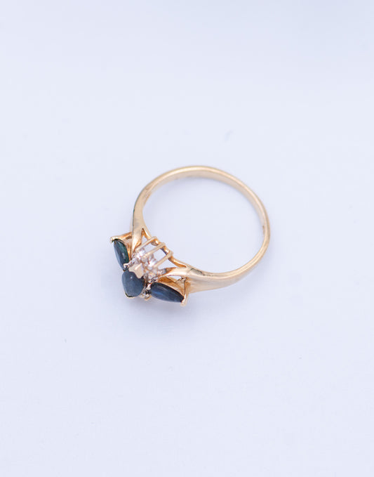 Blue Flower Sapphire Ring 0035