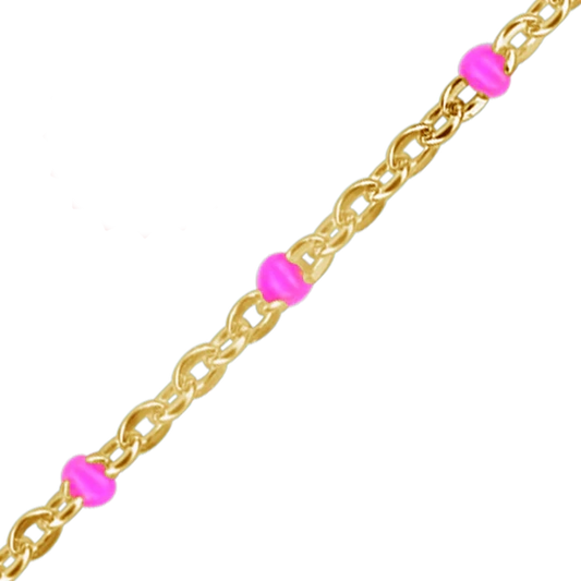 CABLE CHAIN WITH PINK ENAMEL