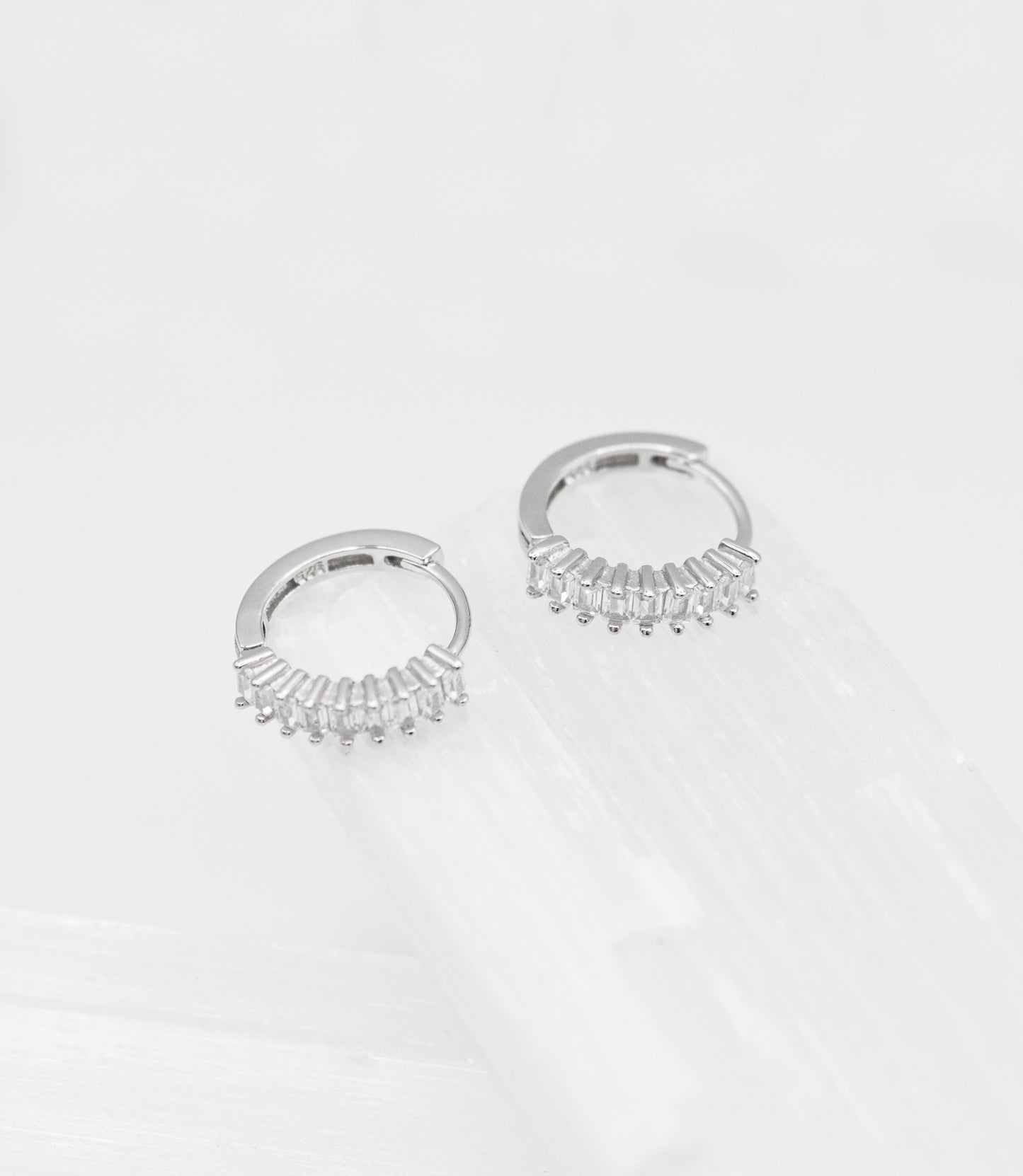 Xavier Crystal Baguette Huggie Earrings