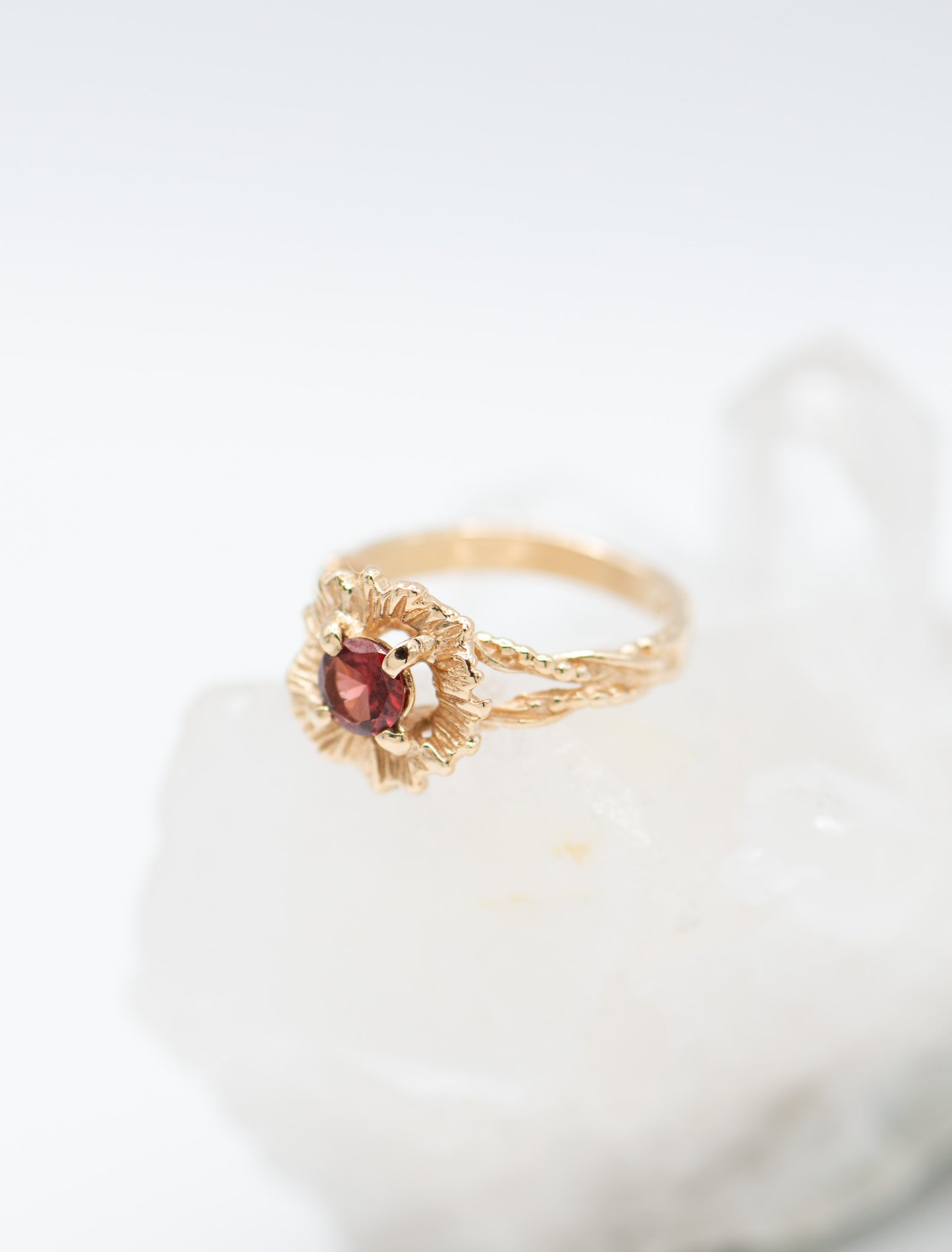 Garnet Flower Ring
