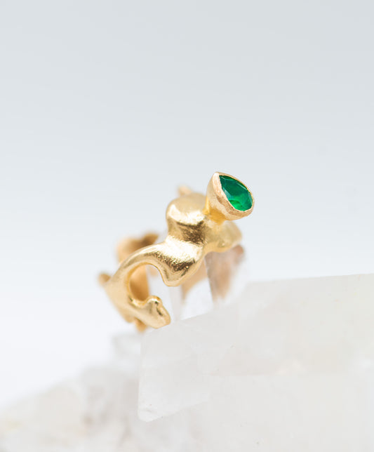 Pear Shape Green Onyx Ring