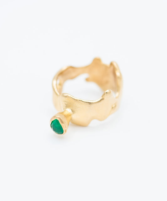 Pear Shape Green Onyx Ring