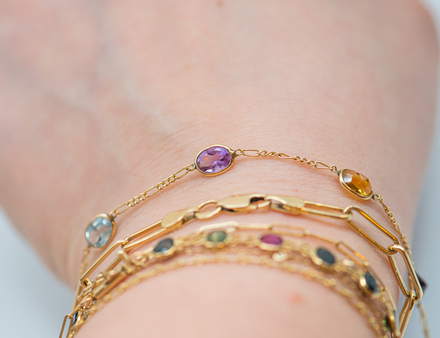14K Dainty Bracelet Multicolor Sapphires