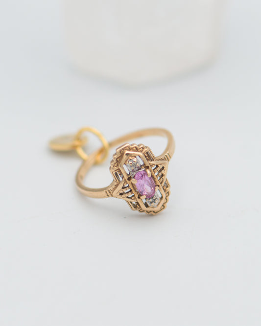 Art Deco Style Ring With Pink Stone 0093