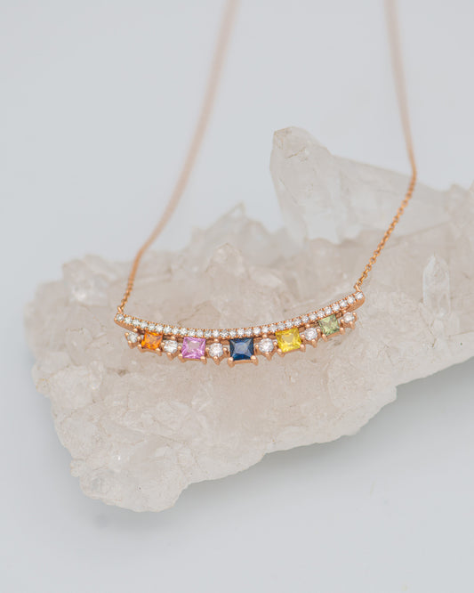 Multicolor Gems and diamonds Necklace X0029