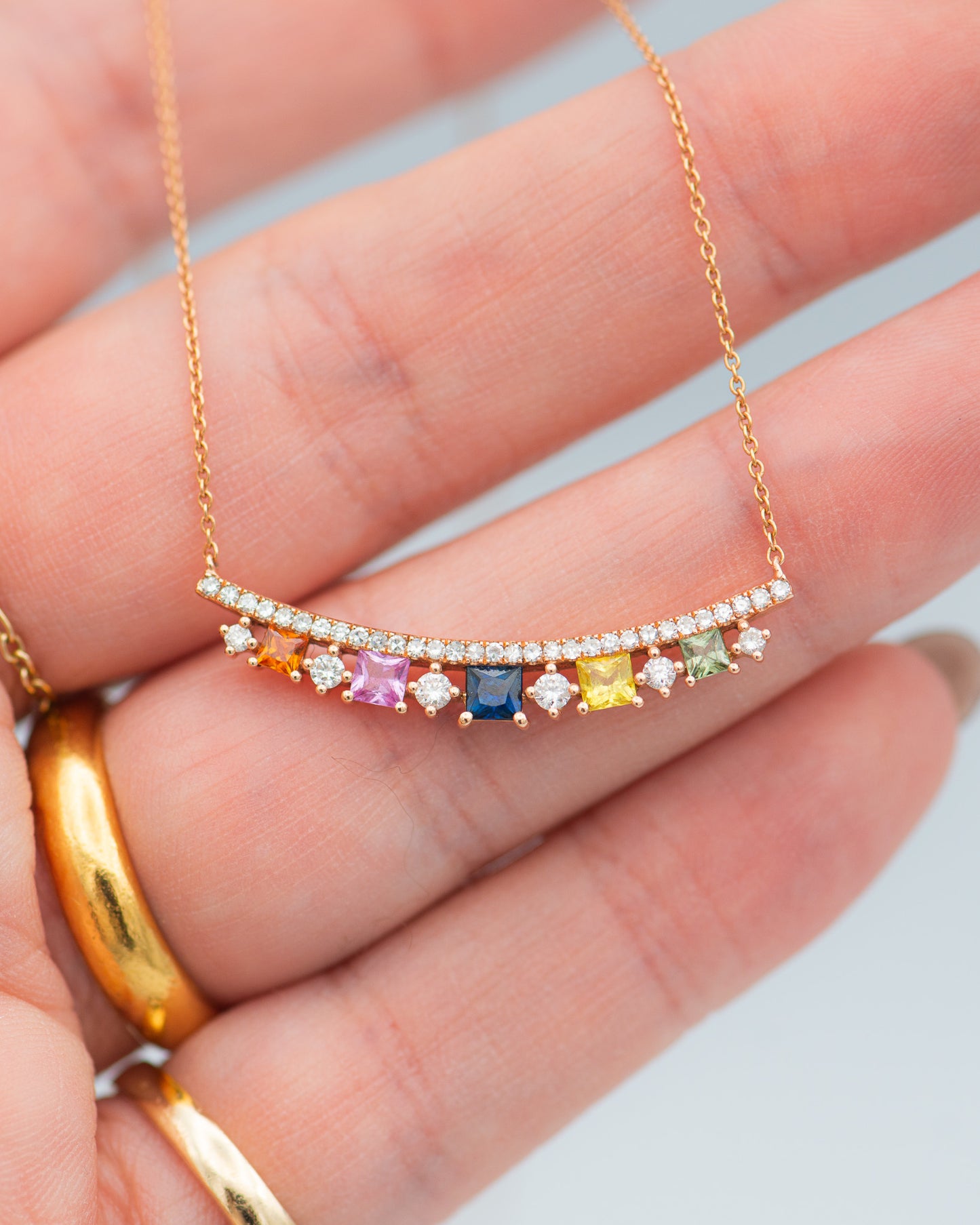 Multicolor Gems and diamonds Necklace X0029