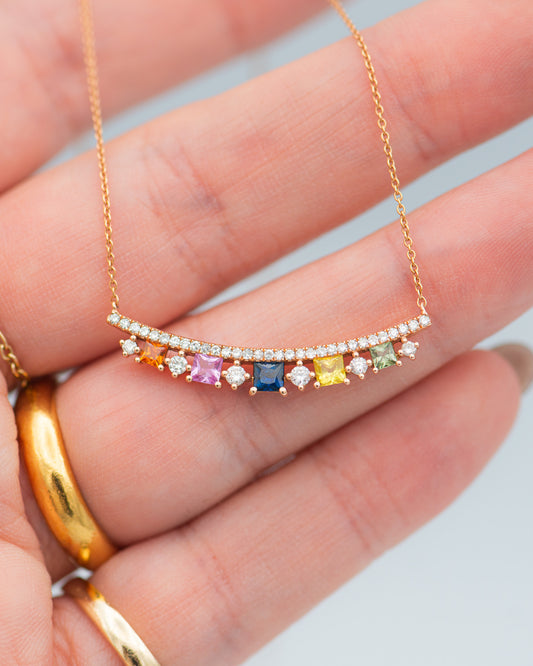 Multicolor Gems and diamonds Necklace X0029