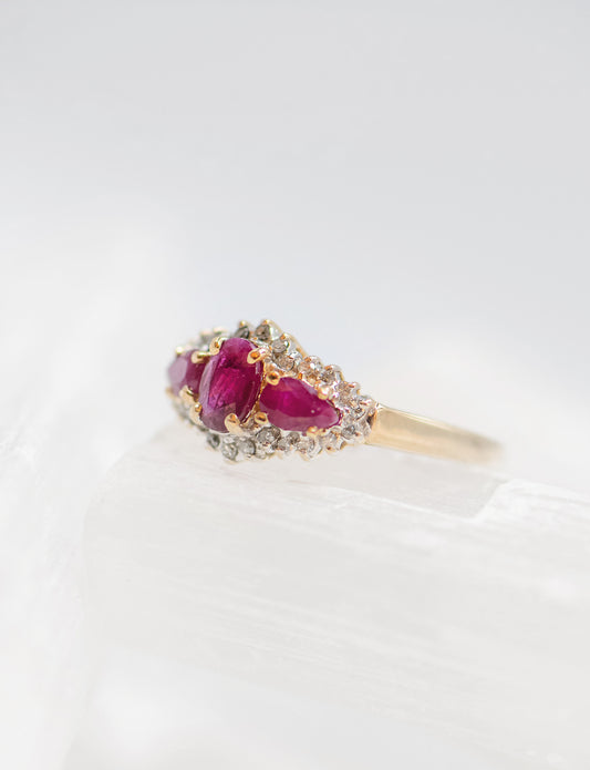 Three Rubies Ring